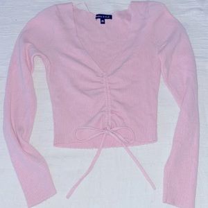 pink cropped sweater shirt